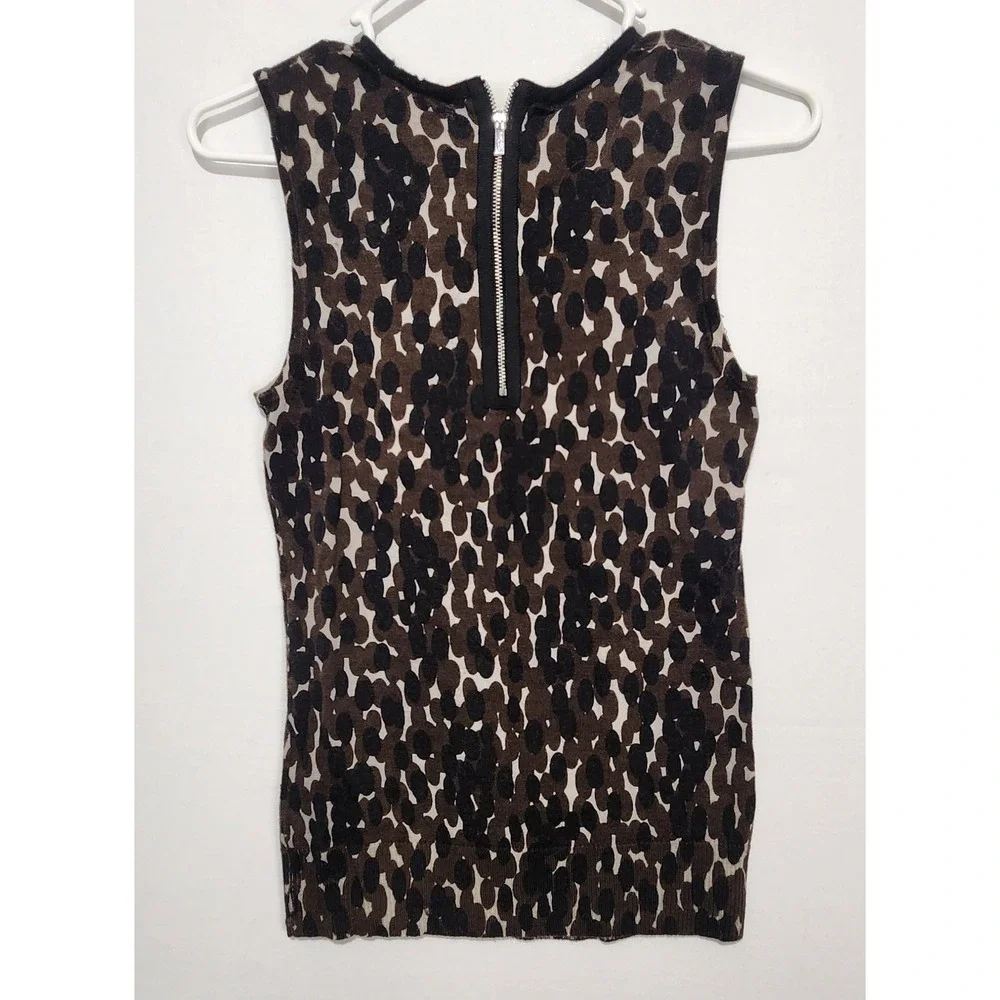 Tory Burch Women's Animal Print Elegant Dressy Knit Top‎ Brown/Black Size S